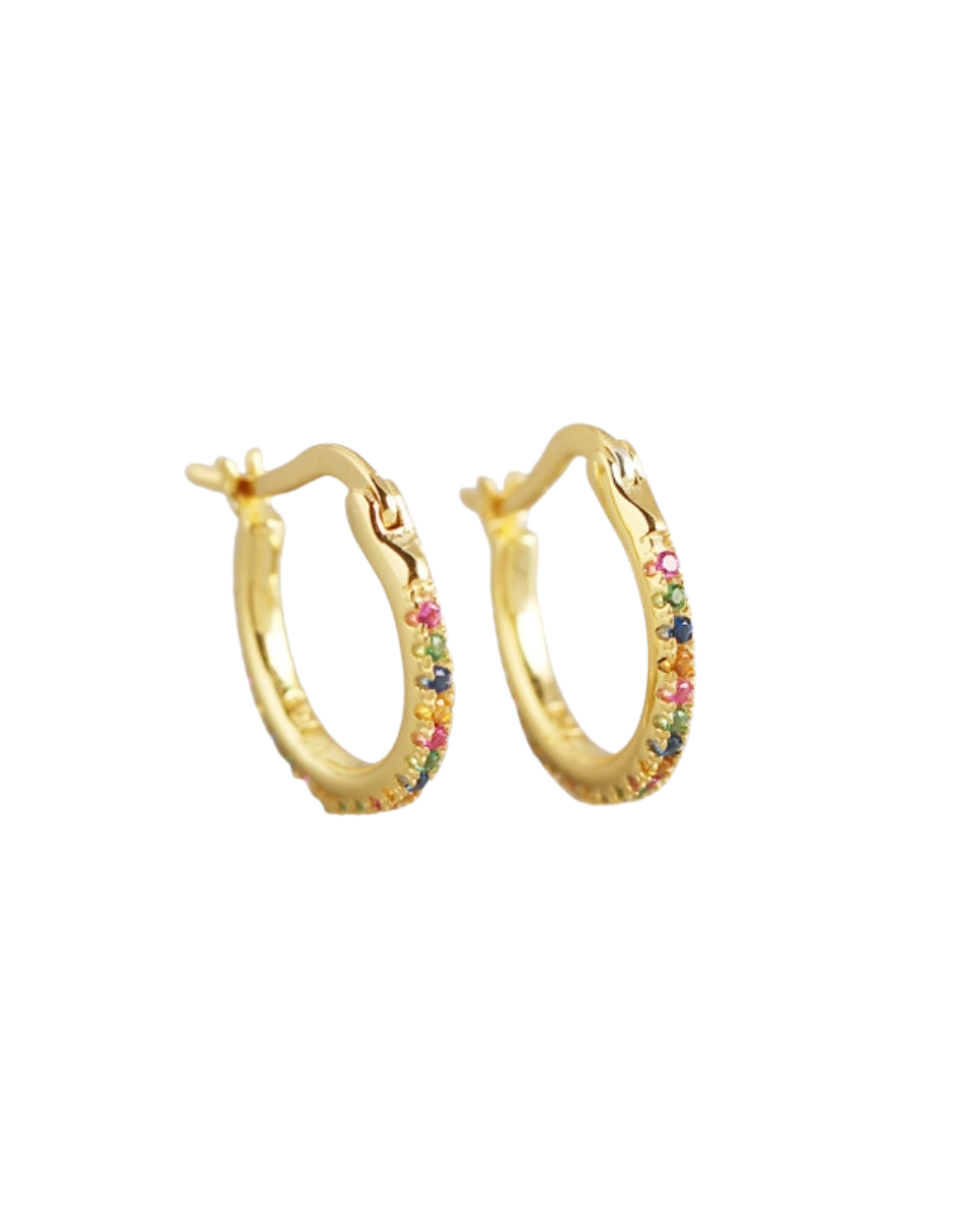 Mini Creolen „Rainbow Spark“, 925 Sterling Silber, vergoldet