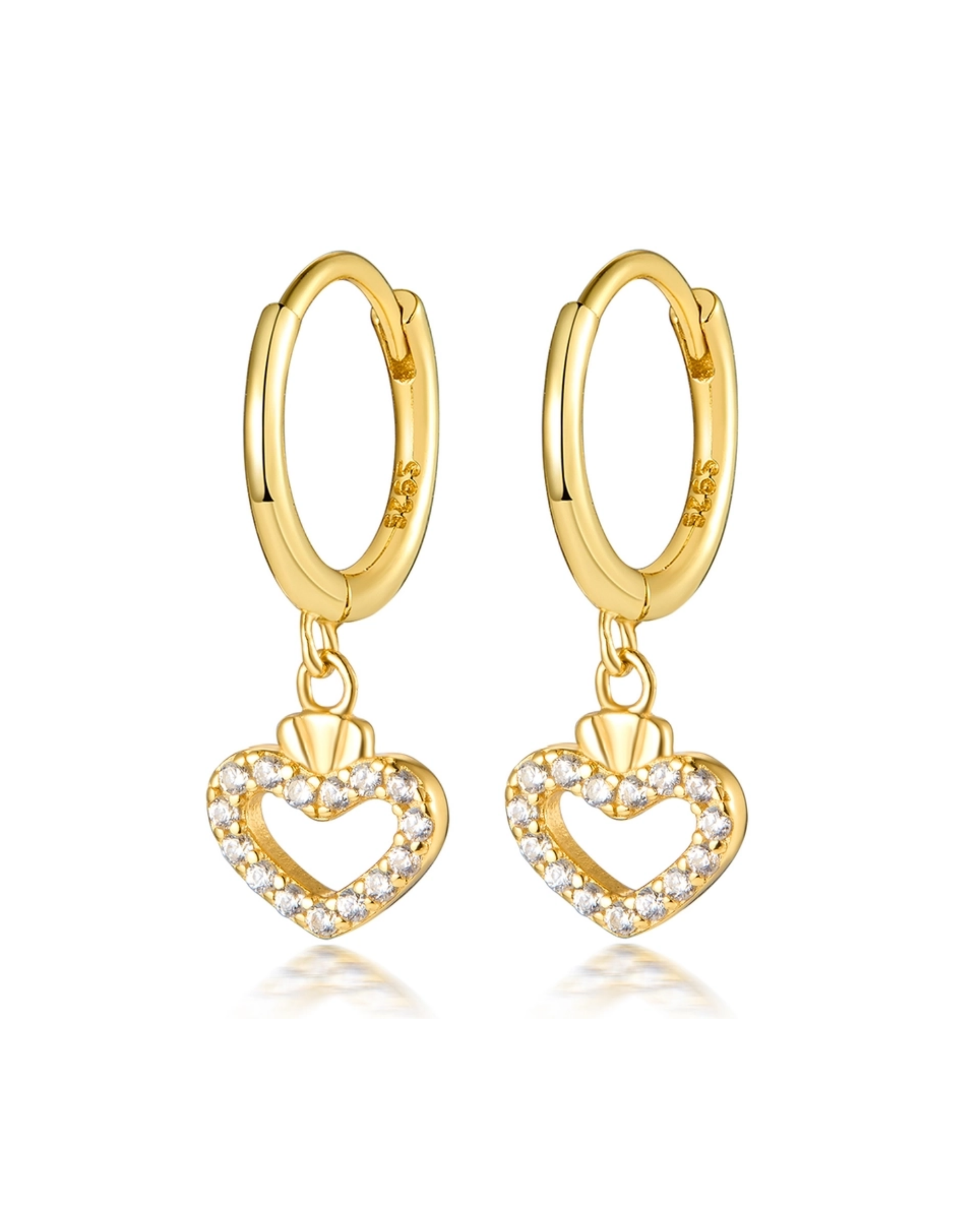 Mini Creolen „Heart Glow“, 925 Sterling Silber, vergoldet