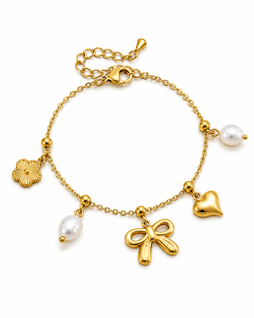 Armband "Bow & Pearl Charms"