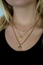Halskette "Multi Layer Moon & Sun Gold"