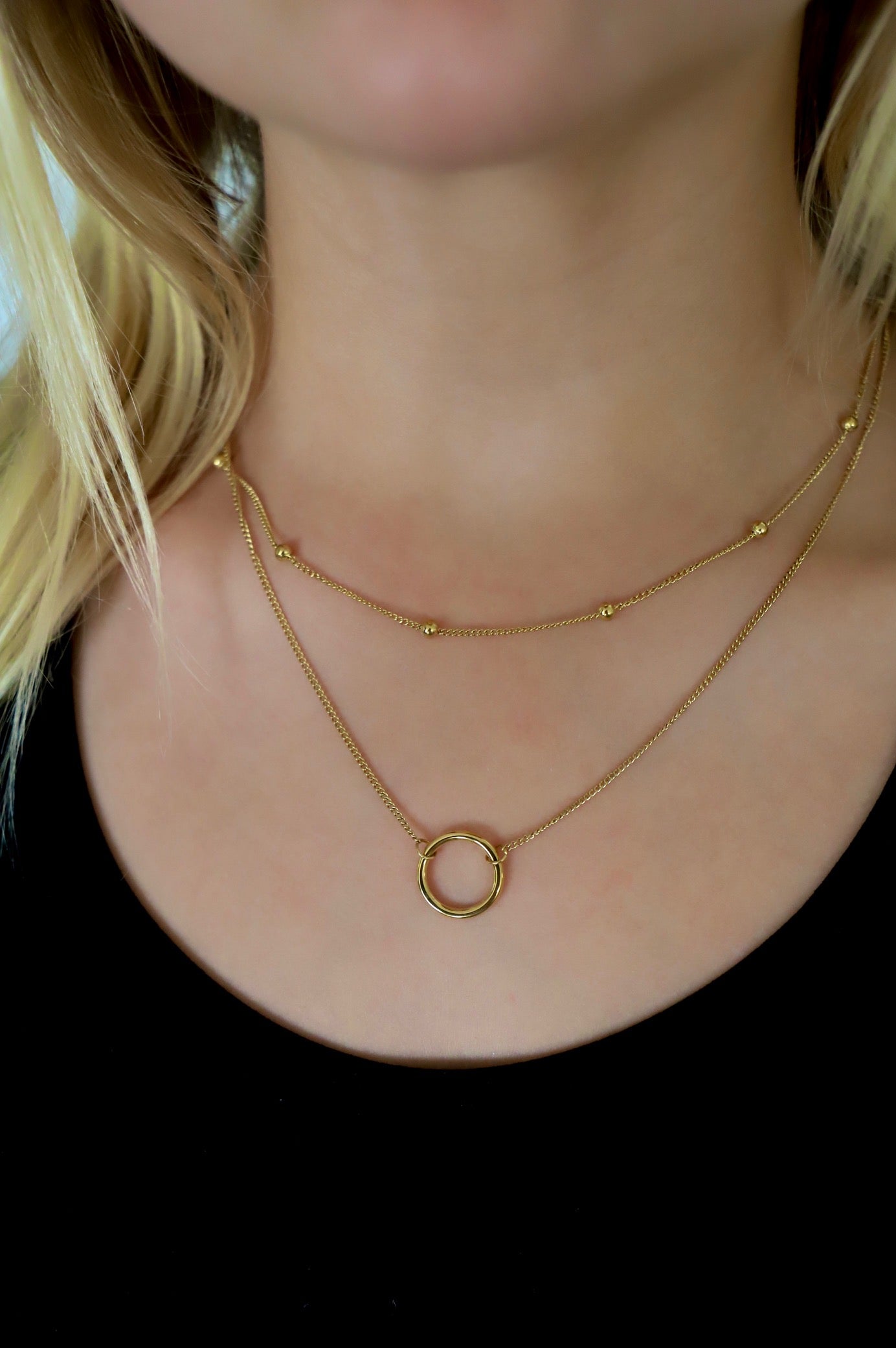 Halskette "Double Layer Circle Gold"