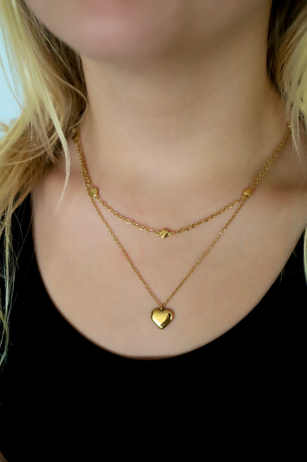 Halskette "Double Layer Mini Hearts"