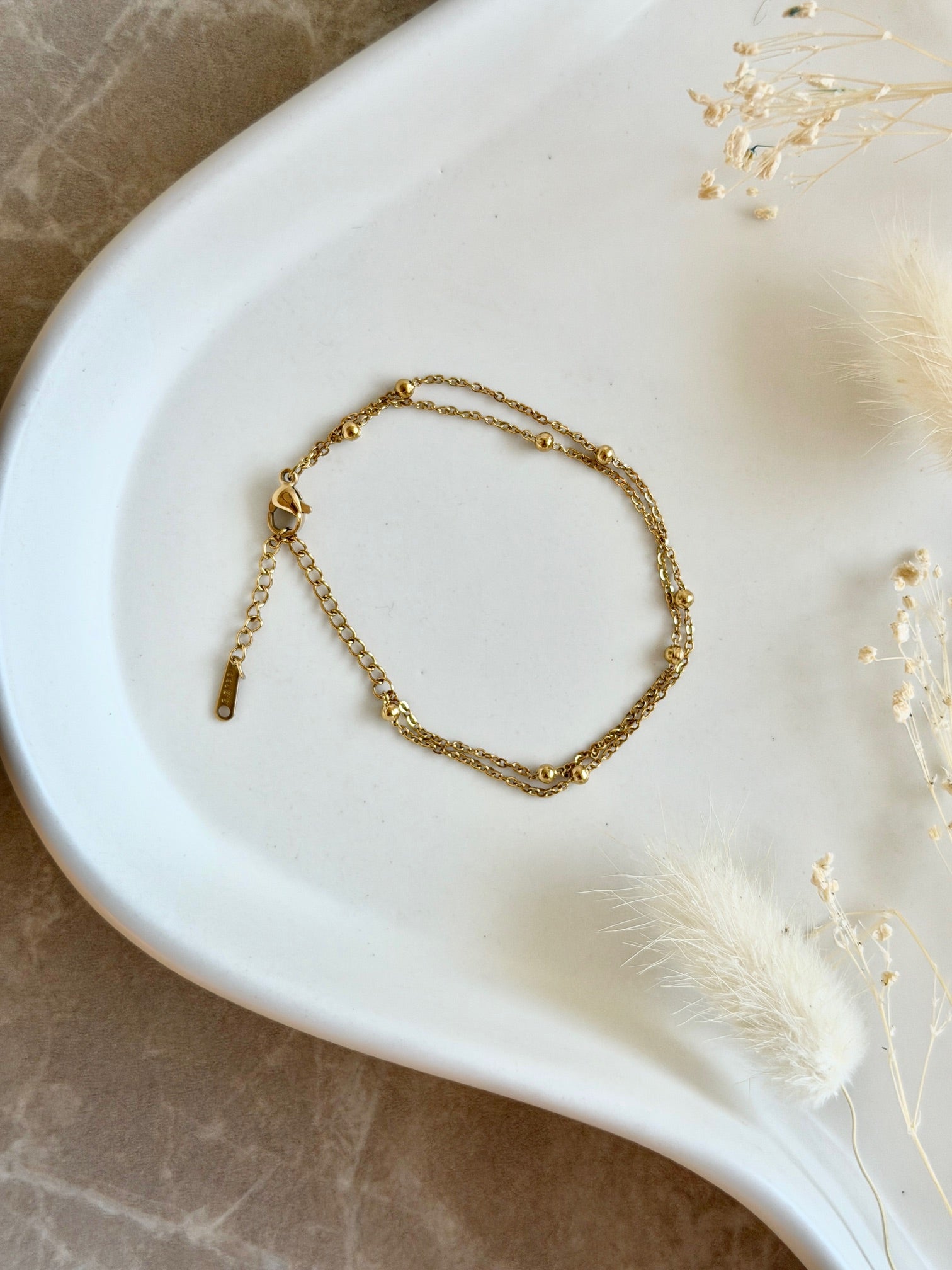 Armband "Double Gold Mini Spheres"