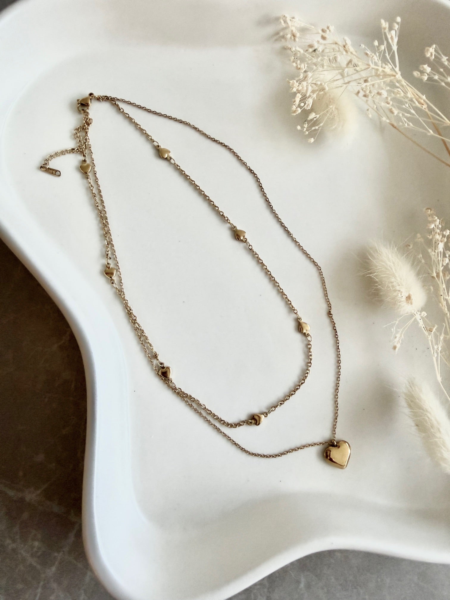 Halskette "Double Layer Mini Hearts"