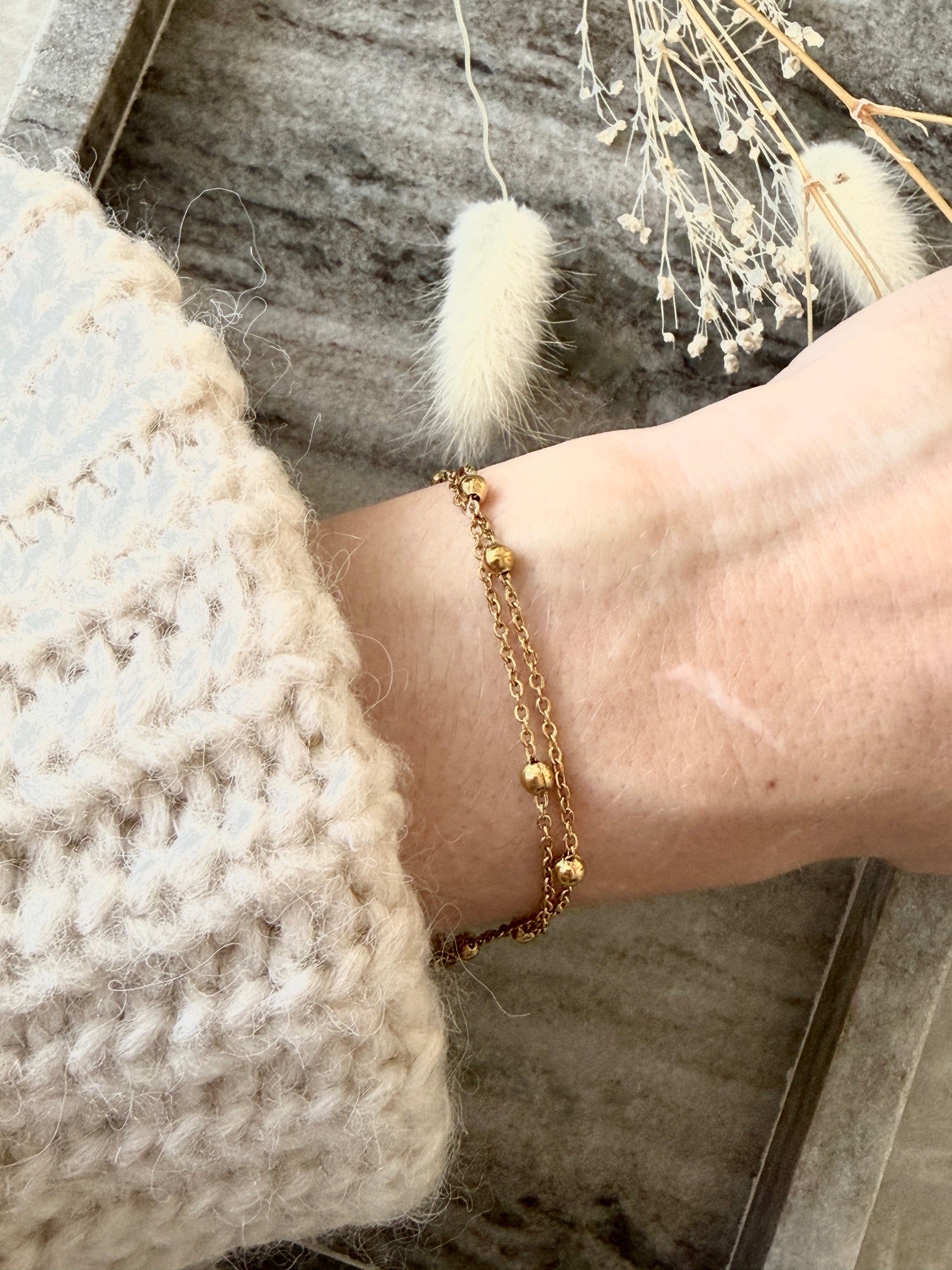 Armband "Double Gold Mini Spheres"