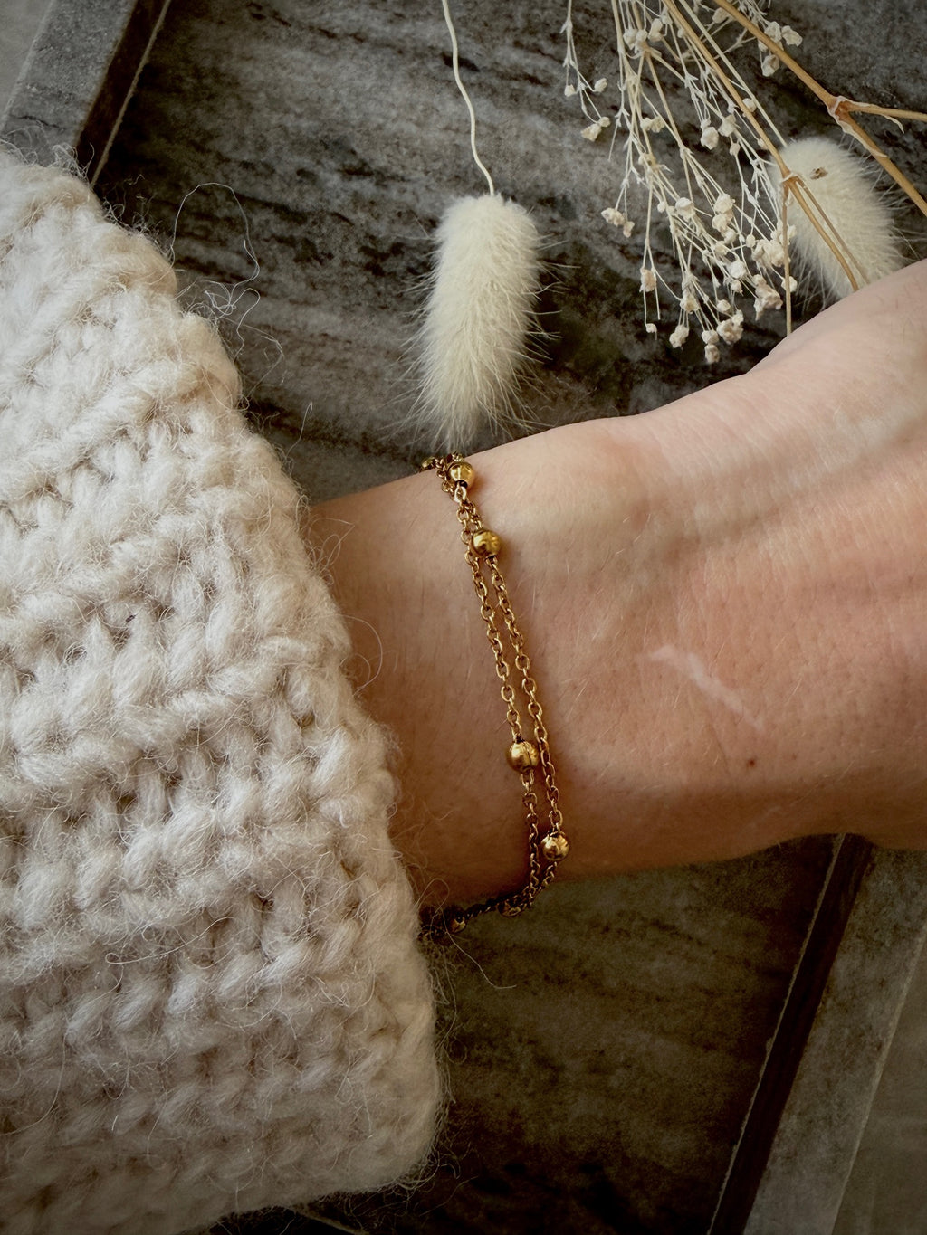 Armband "Double Gold Mini Spheres"