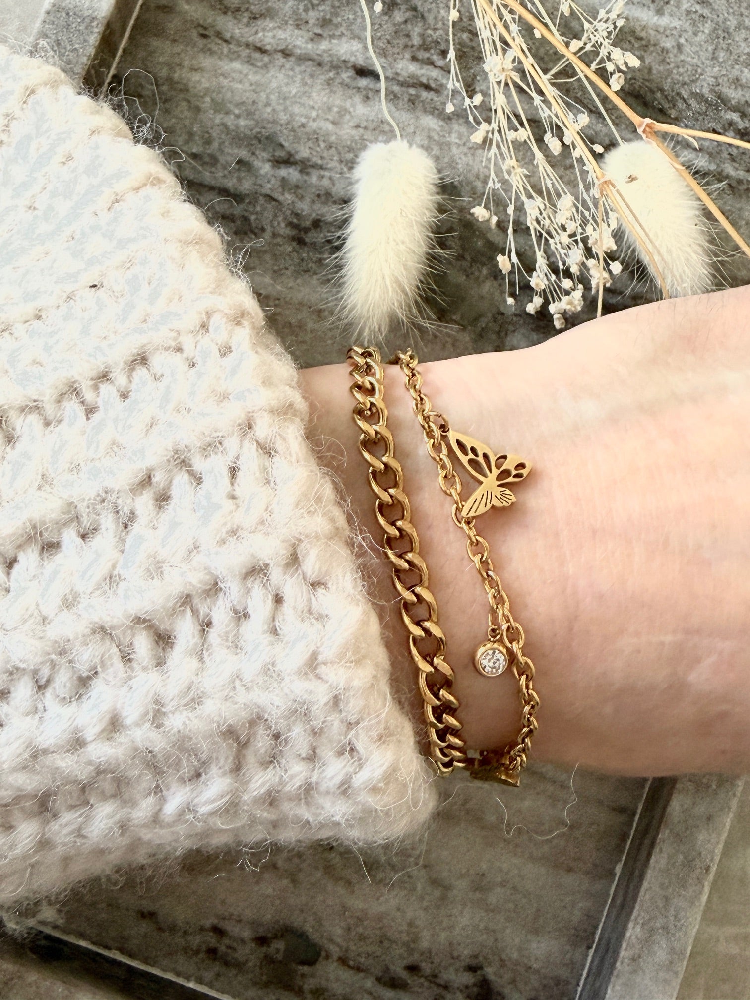 Armband "Golden Butterfly Garden"