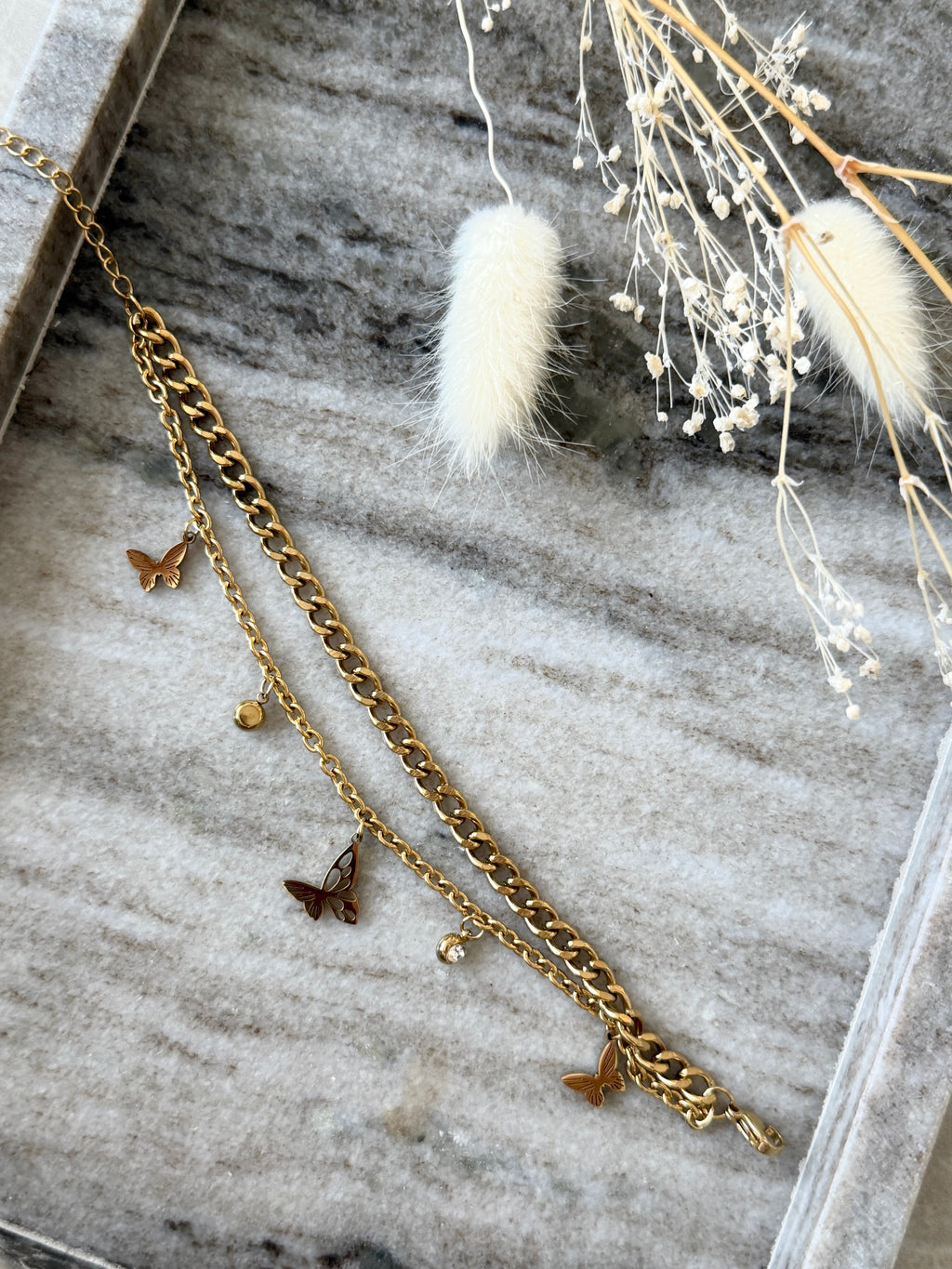 Armband "Golden Butterfly Garden"