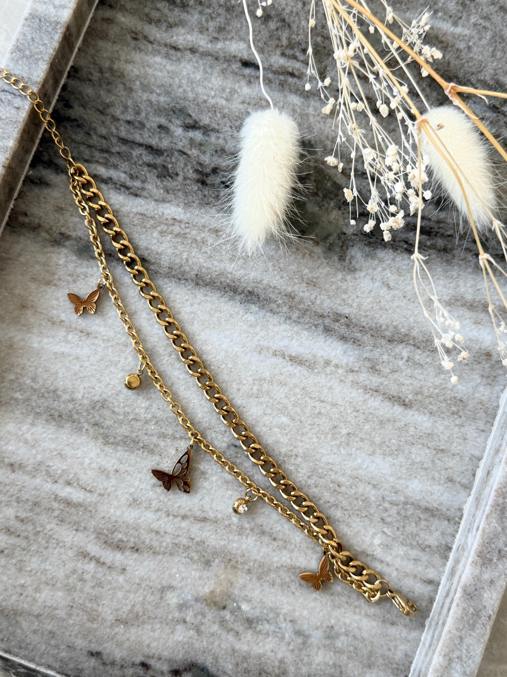 Armband "Golden Butterfly Garden"