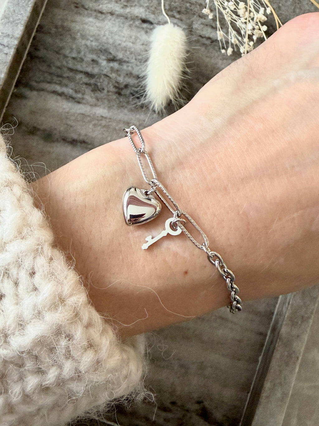 Armband "Silver Heart Duo"