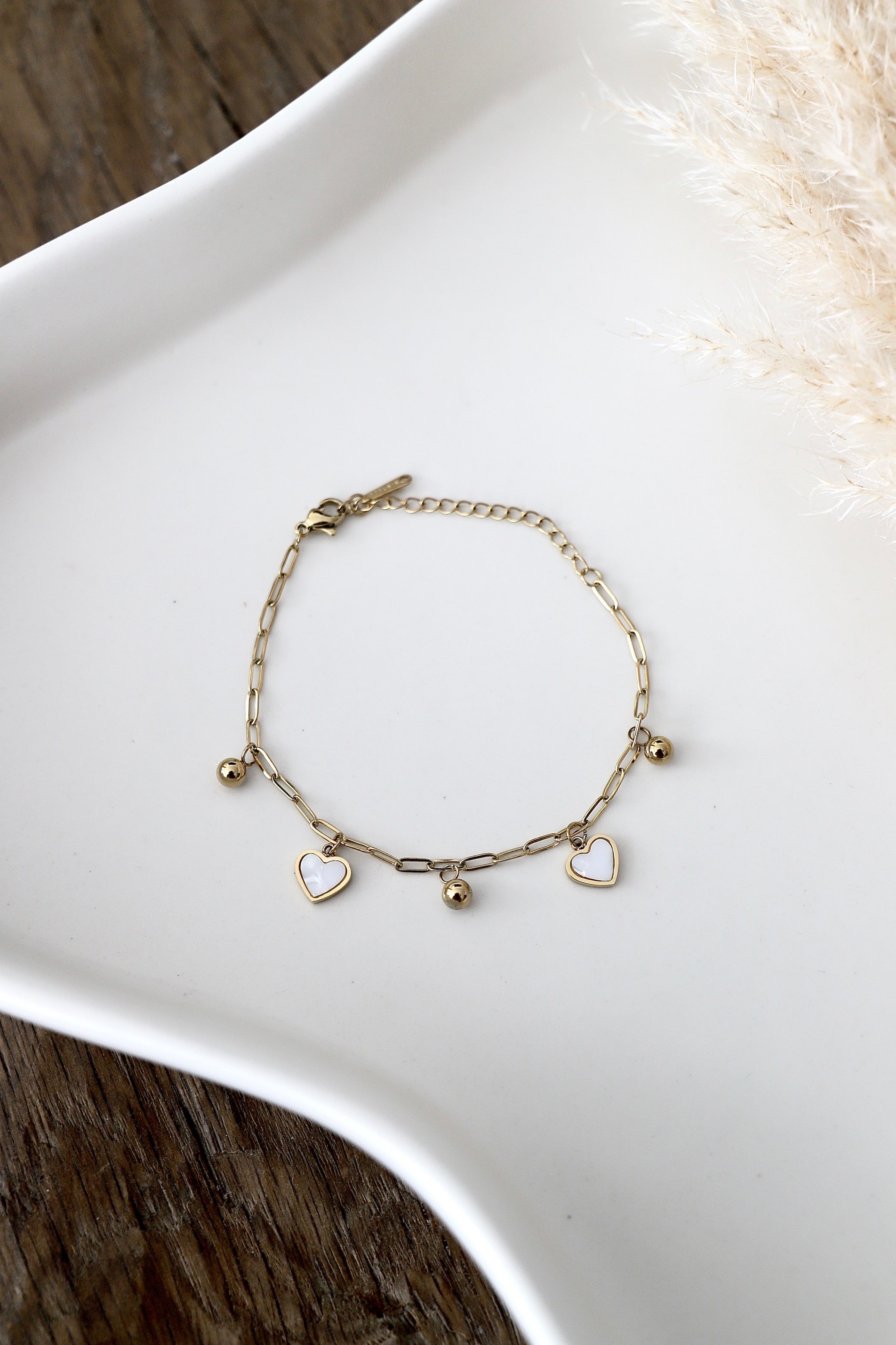 Armband “Heart Drops Pearlwhite”