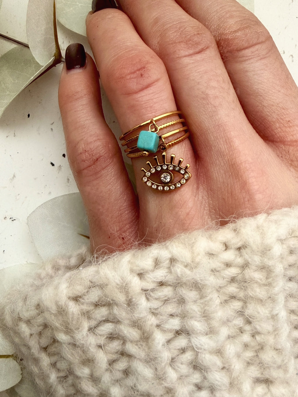 Ring „Evil Eye Balance“ – Türkis